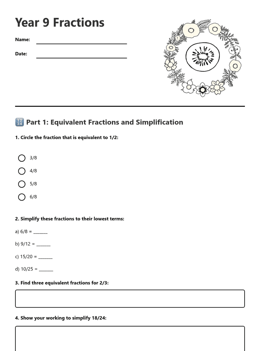Year 9 Fractions