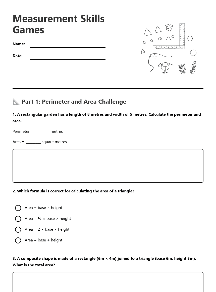 Measurement Skills Games worksheet preview