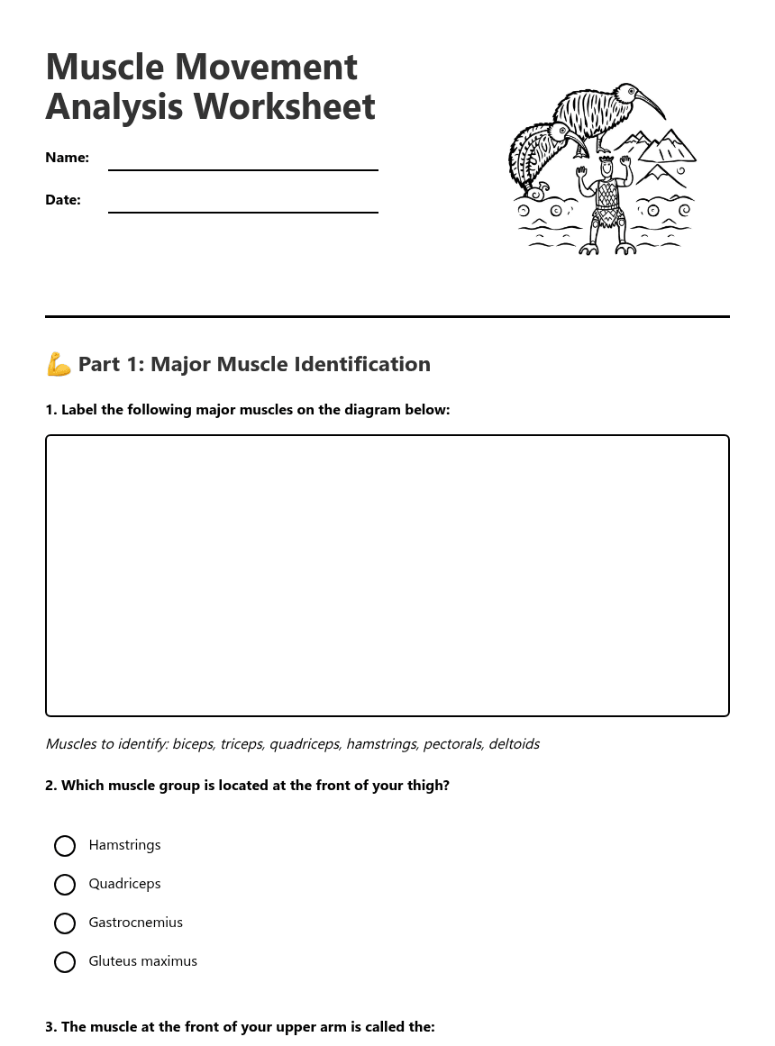Muscle Movement Analysis Worksheet worksheet preview
