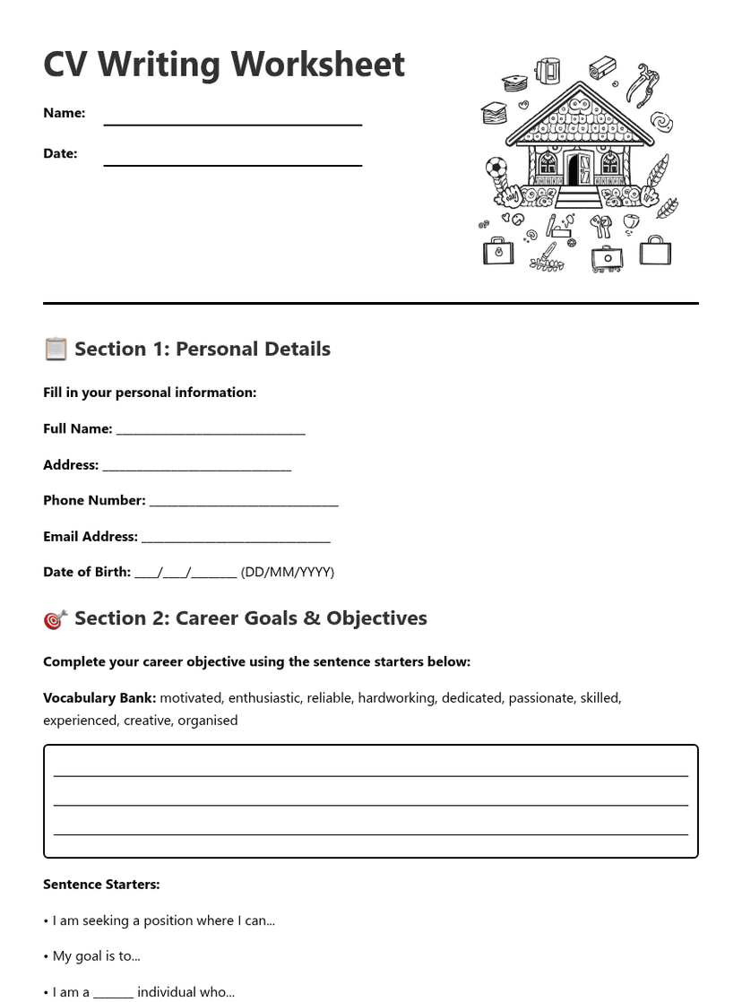 CV Writing Worksheet