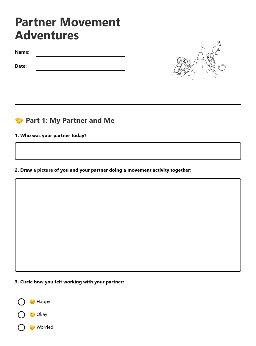 Partner Movement Adventures worksheet preview