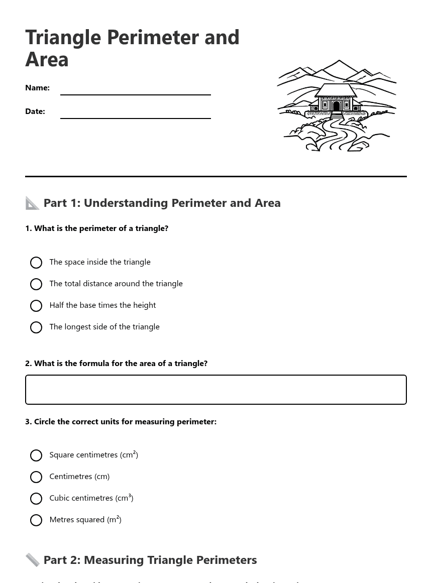 Triangle Perimeter and Area worksheet preview