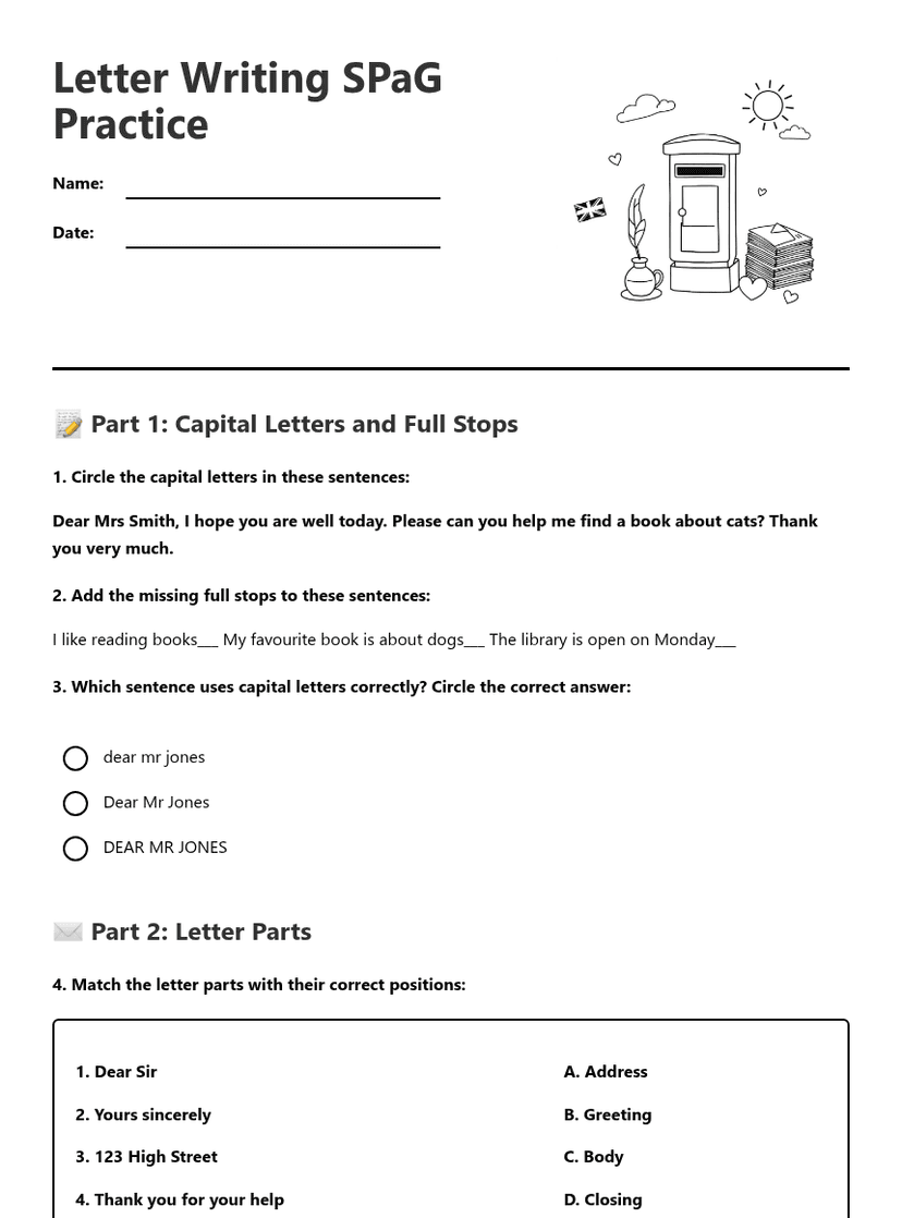 Letter Writing SPaG Practice