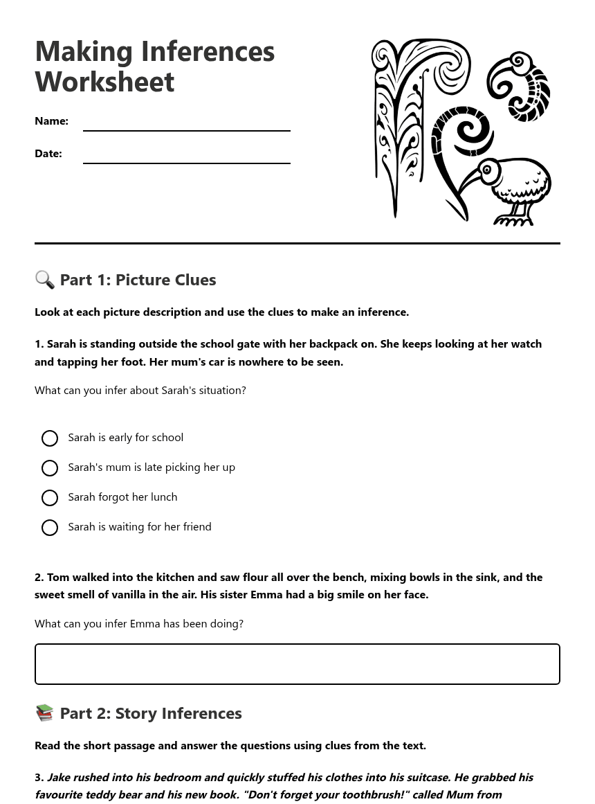 Making Inferences Worksheet worksheet preview