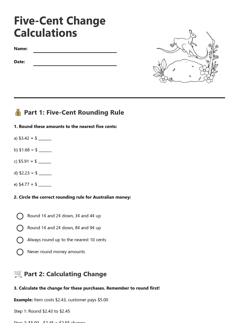 Five-Cent Change Calculations