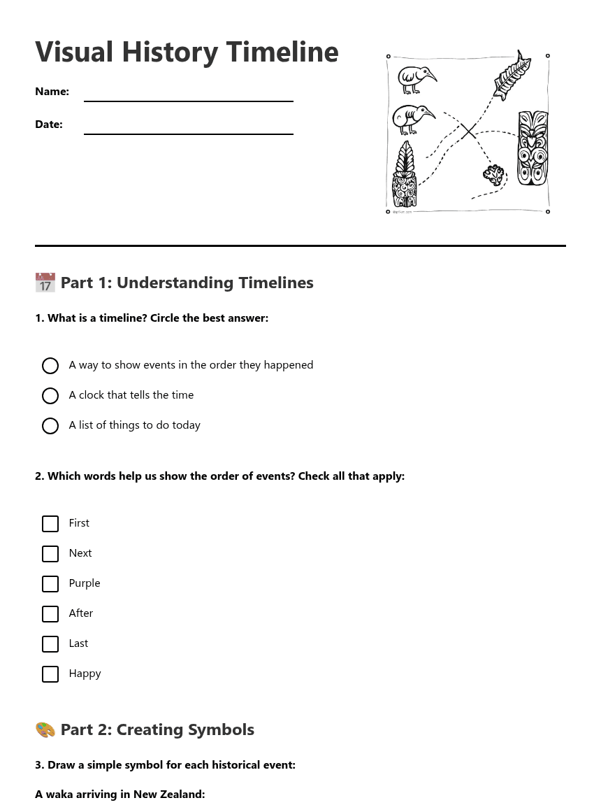 Visual History Timeline worksheet preview