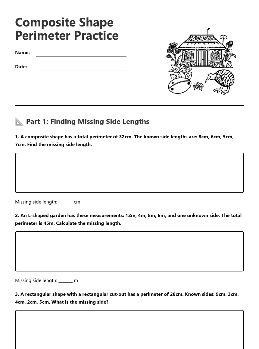 Composite Shape Perimeter Practice worksheet preview