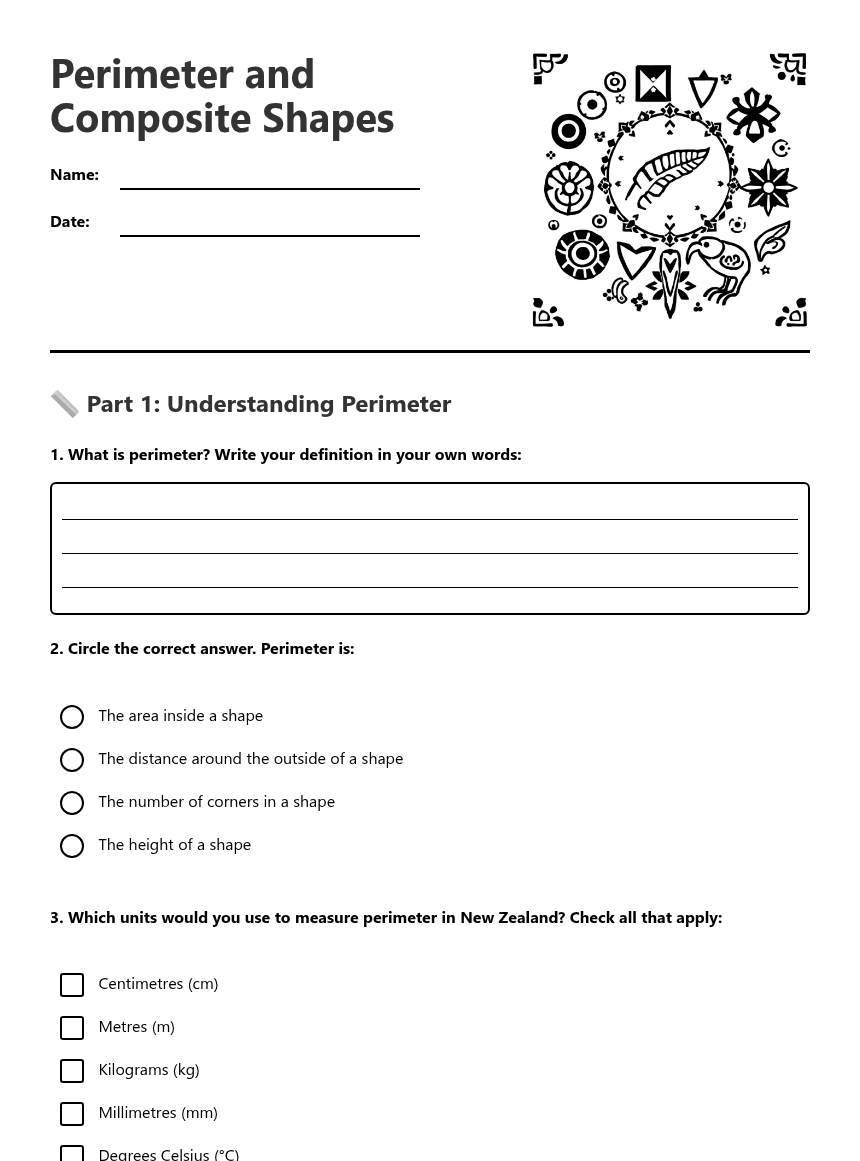 Perimeter and Composite Shapes worksheet preview