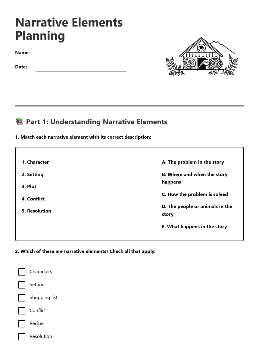 Narrative Elements Planning worksheet preview