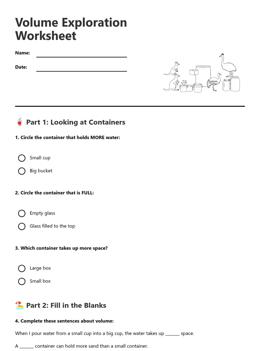 Volume Exploration Worksheet