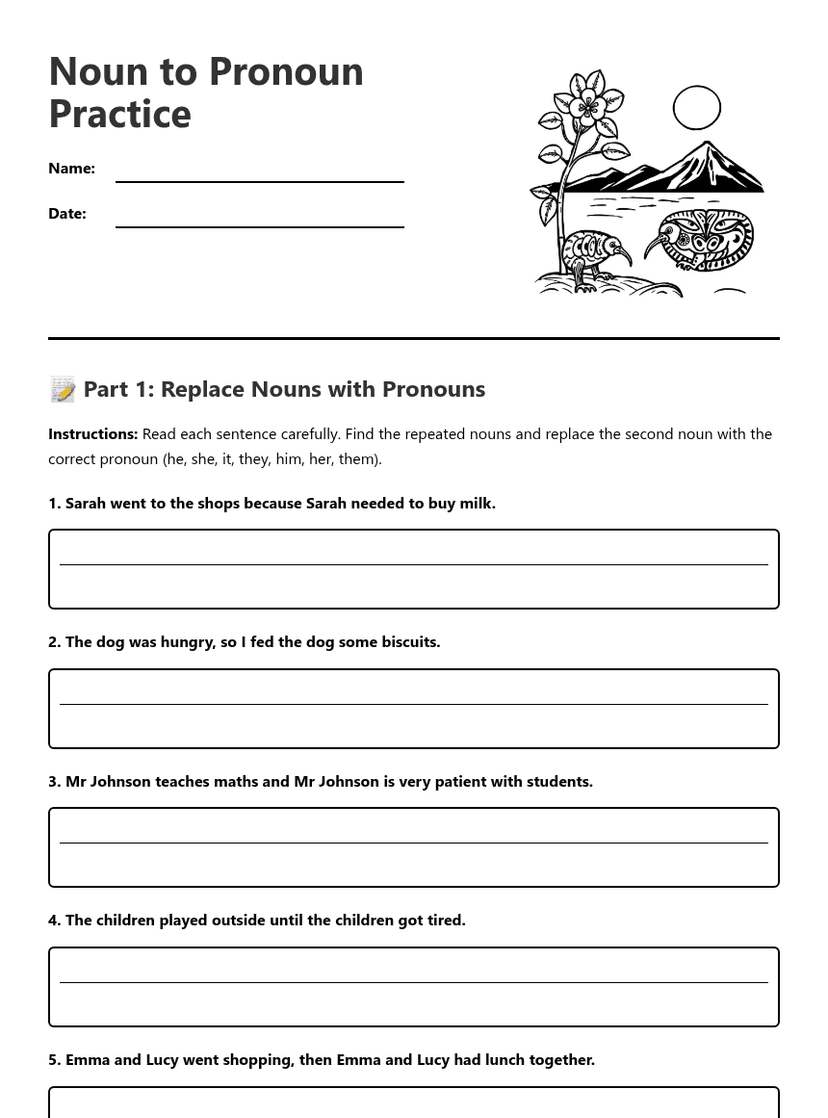 Noun to Pronoun Practice