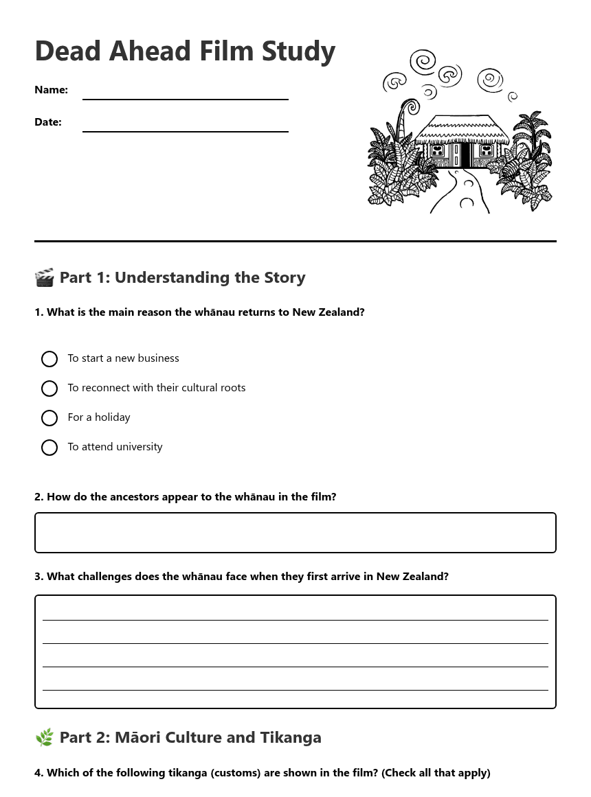 Dead Ahead Film Study worksheet preview