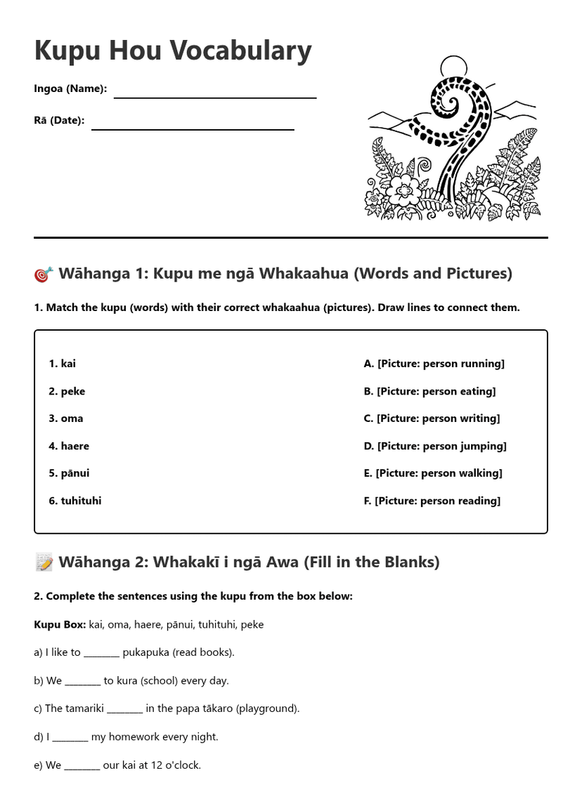 Kupu Hou Vocabulary