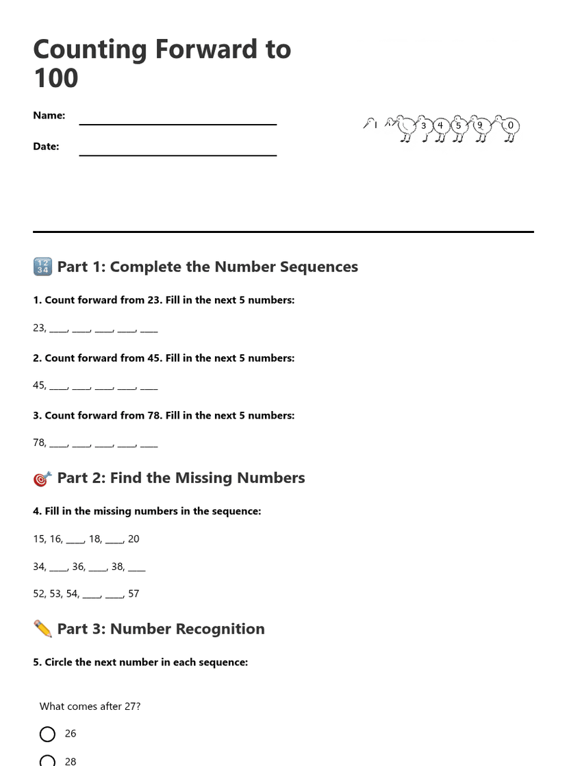 Counting Forward to 100