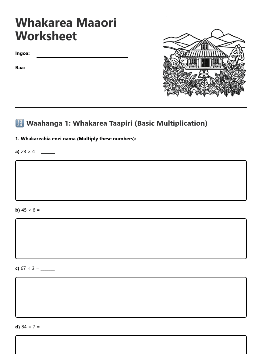 Whakarea Maaori Worksheet worksheet preview