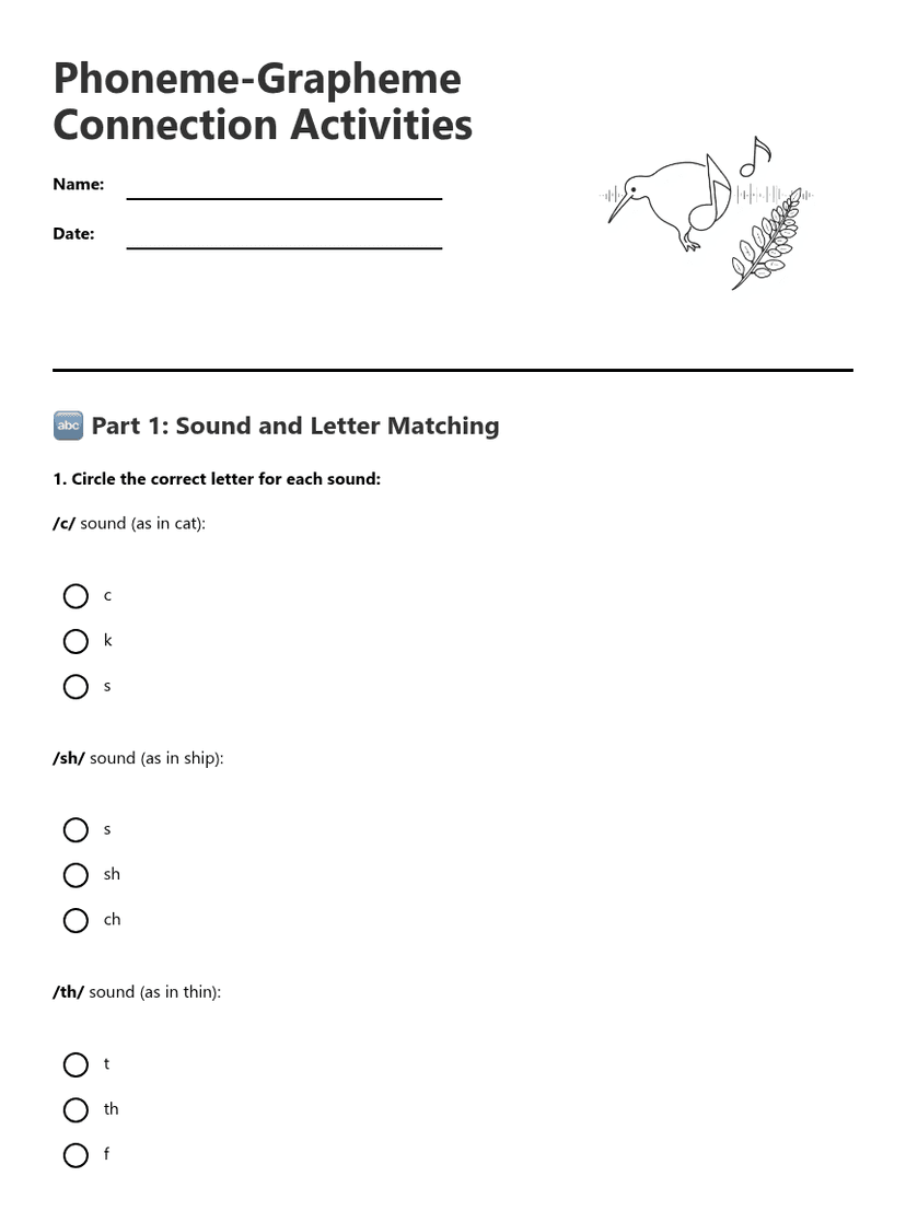 Phoneme-Grapheme Connection Activities