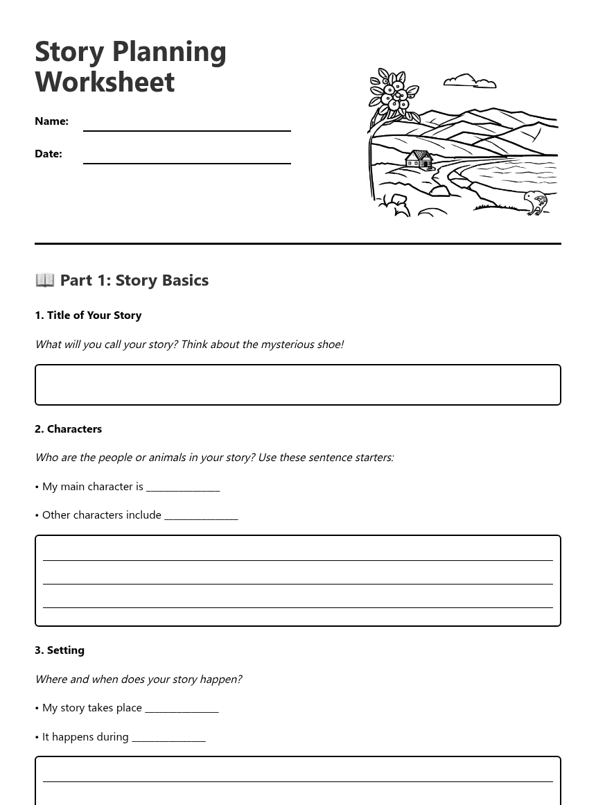 Story Planning Worksheet worksheet preview