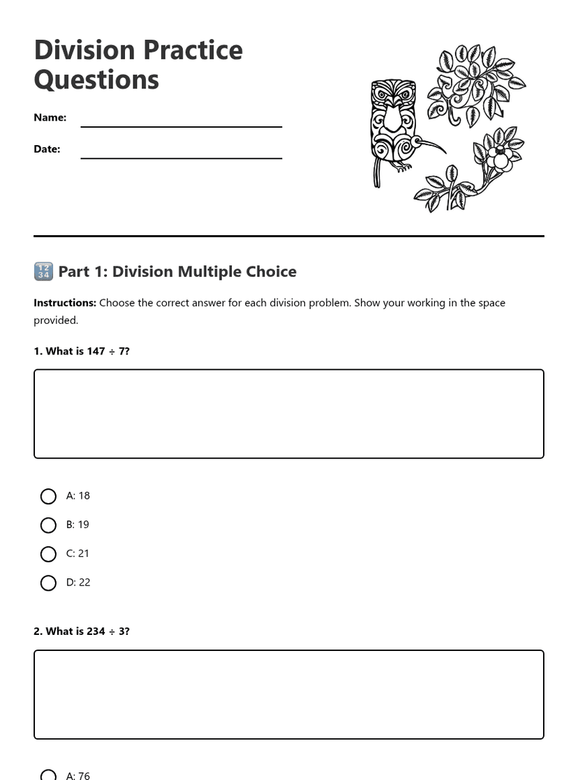 Division Practice Questions