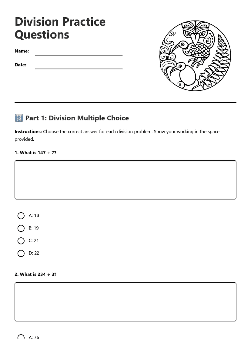 Division Practice Questions