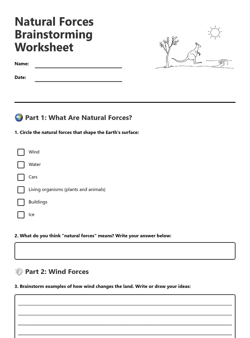 Natural Forces Brainstorming Worksheet