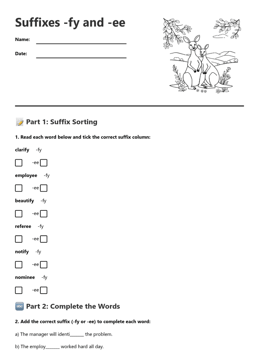 Suffixes -fy and -ee