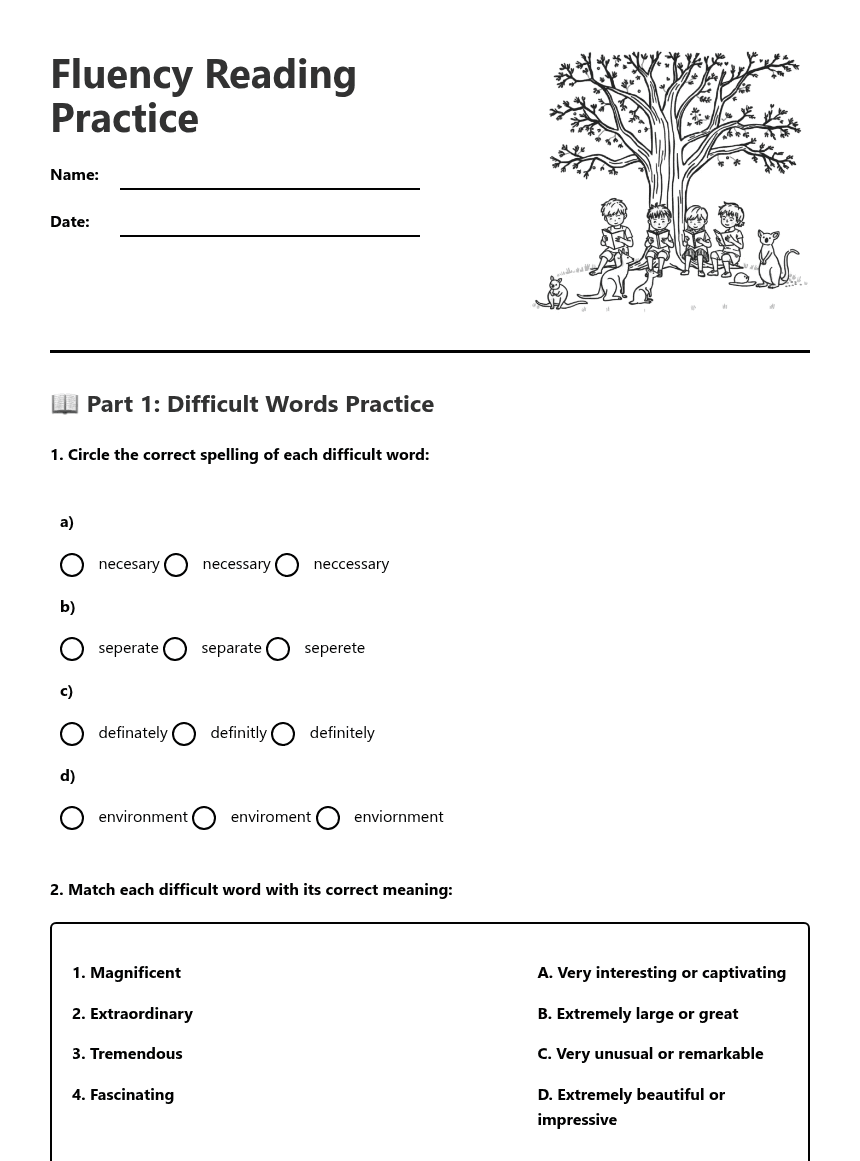 Fluency Reading Practice worksheet preview