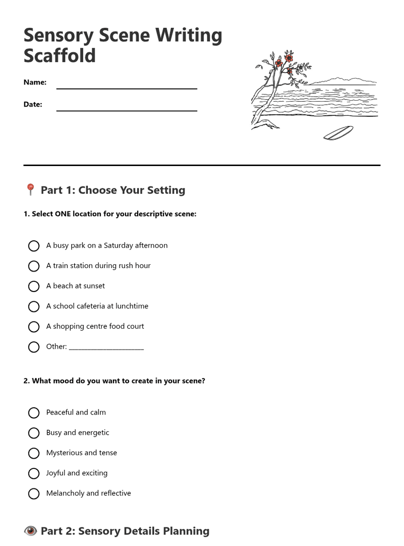 Sensory Scene Writing Scaffold