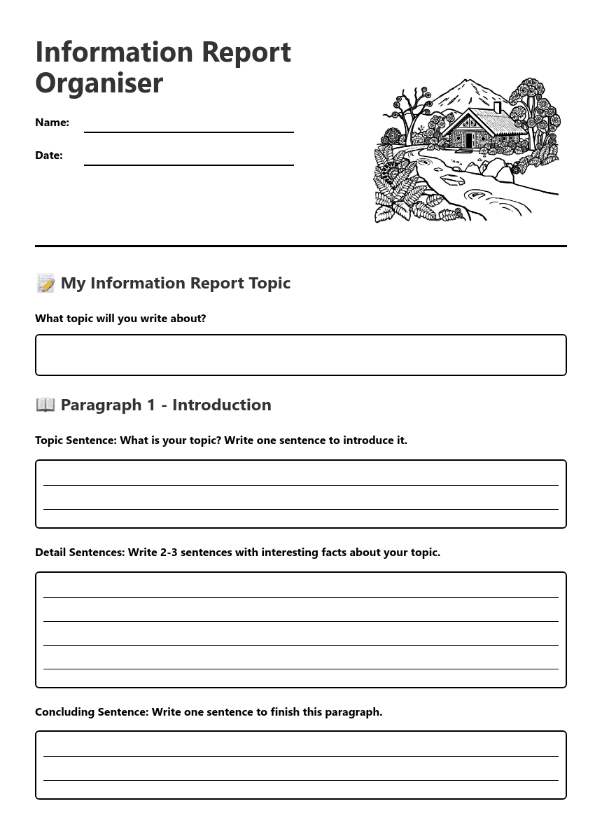 Information Report Organizer worksheet preview