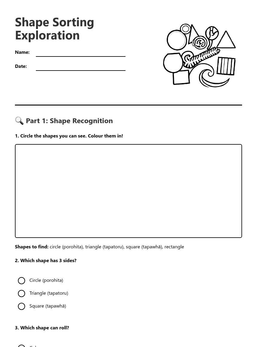 Shape Sorting Exploration worksheet preview