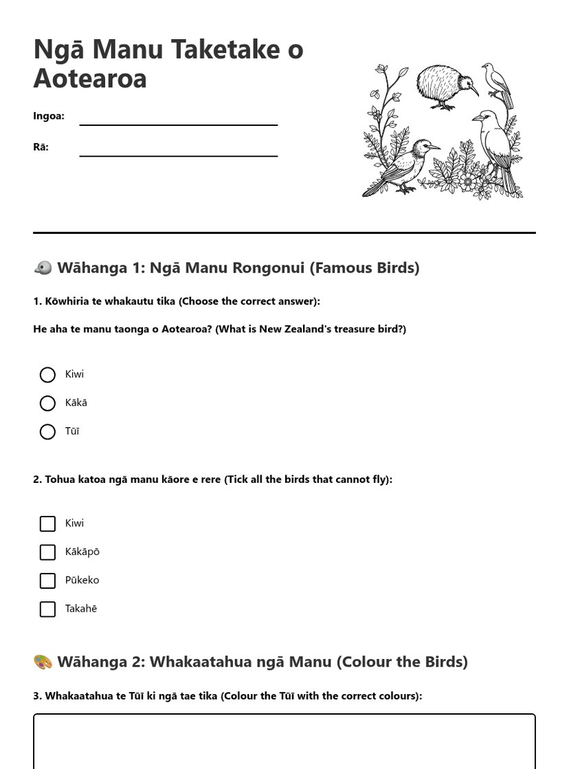 NZ Native Birds Māori
