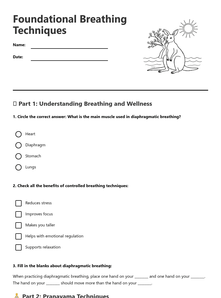 Foundational Breathing Techniques worksheet preview