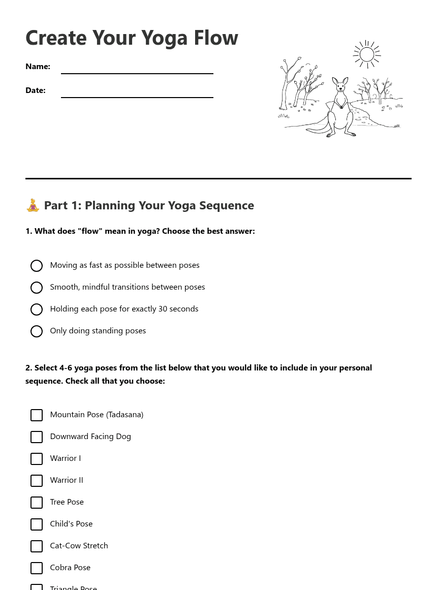 Create Your Yoga Flow worksheet preview