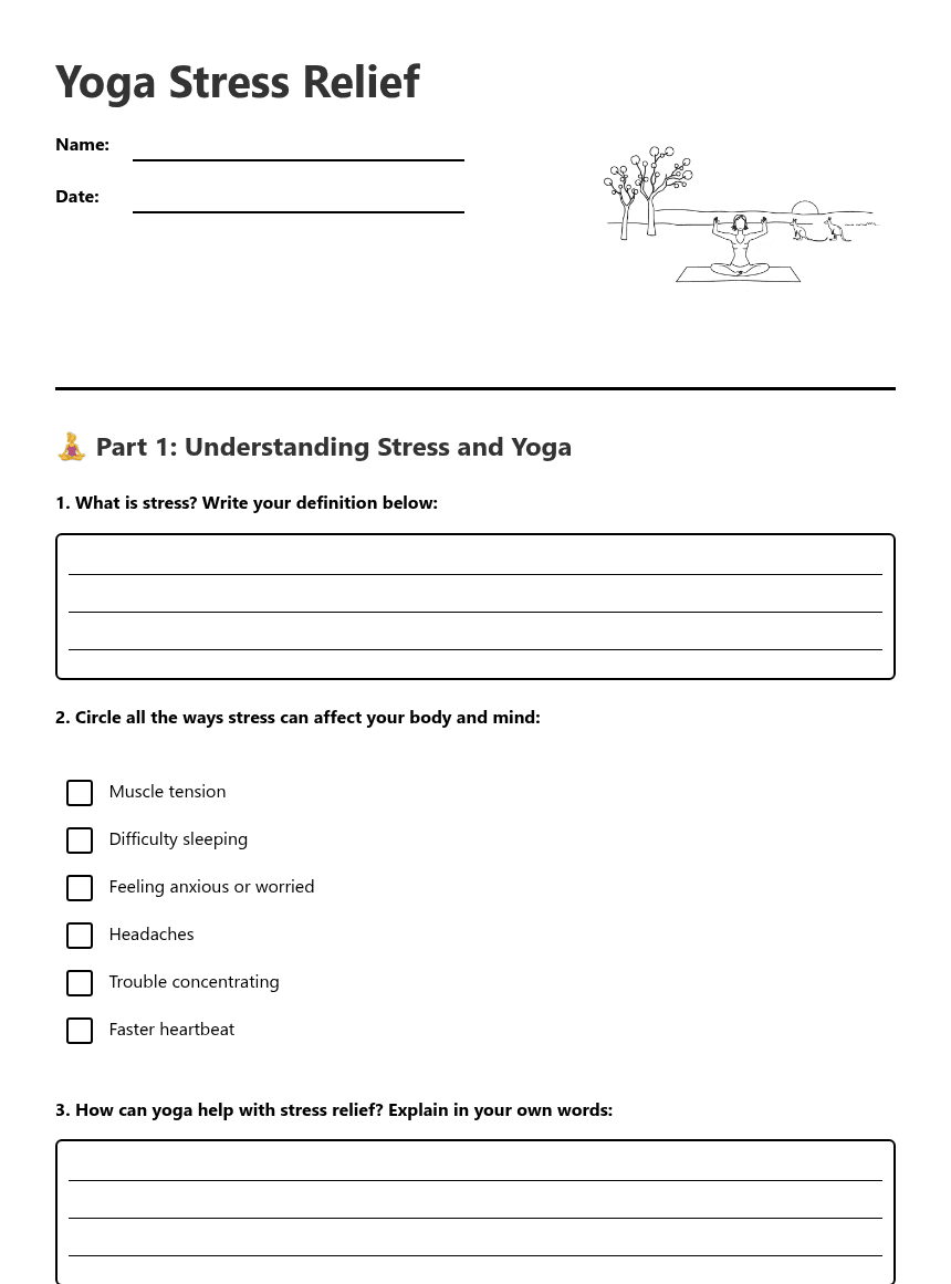 Yoga Stress Relief worksheet preview