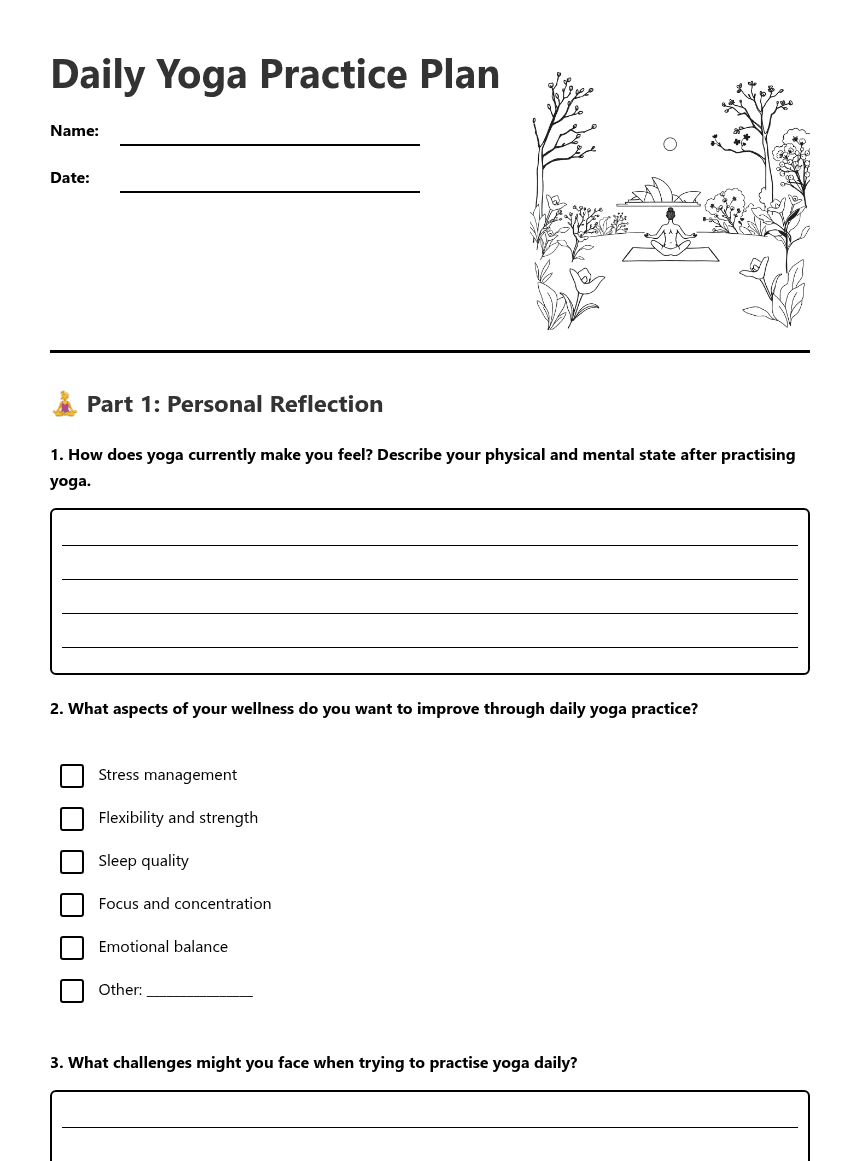 Daily Yoga Practice Plan worksheet preview