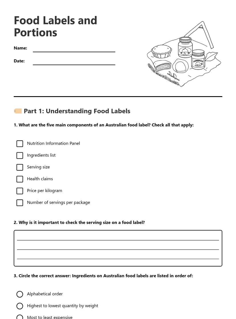 Food Labels and Portions