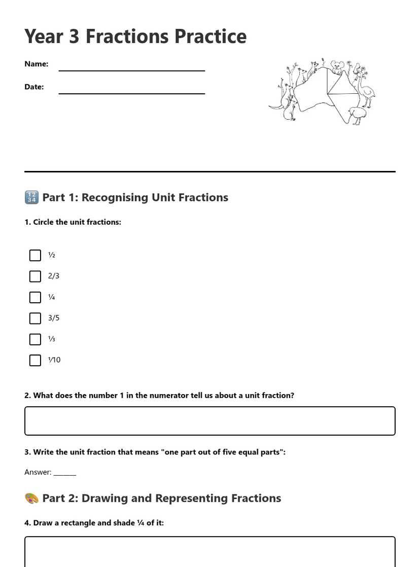Year 3 Fractions Practice