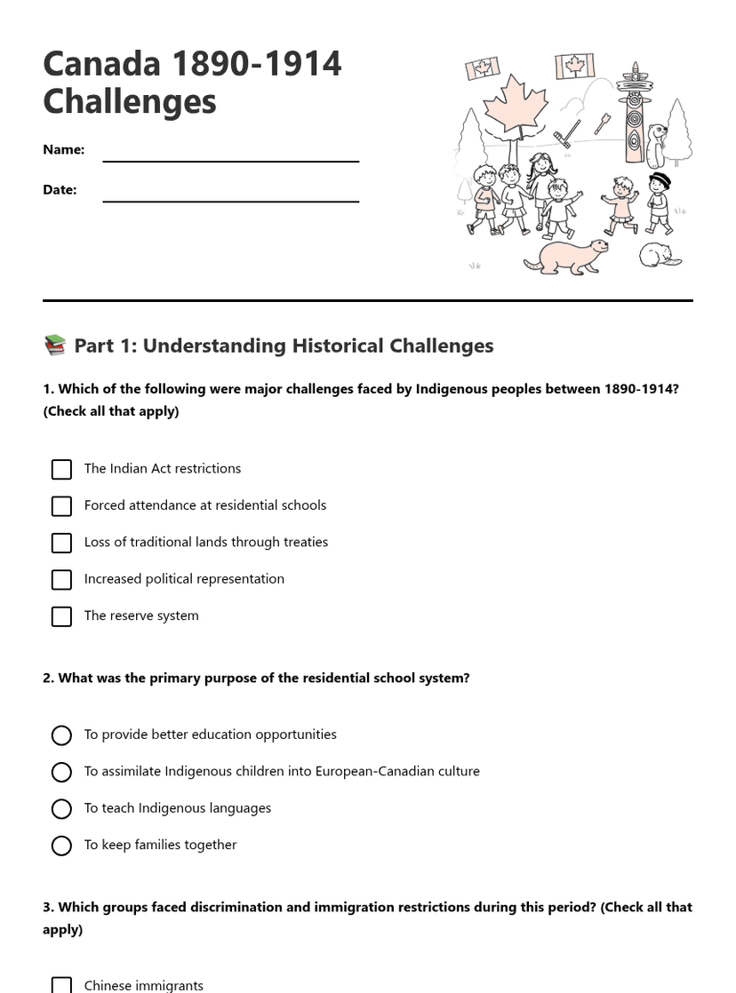 Canada 1890-1914 Challenges