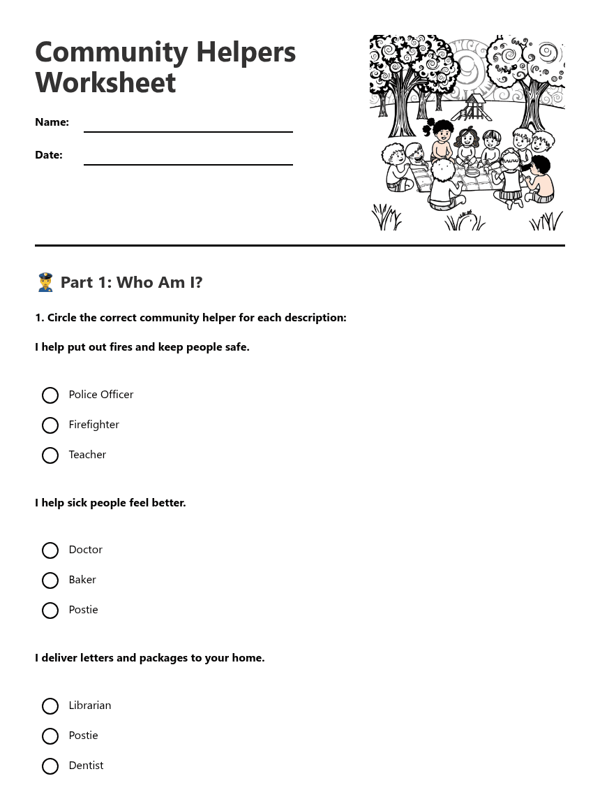 Community Helpers Worksheet worksheet preview