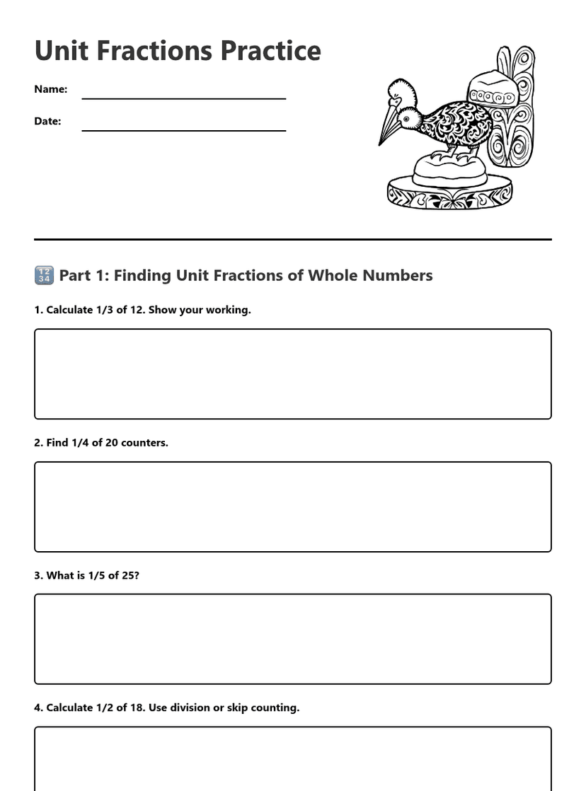 Unit Fractions Practice