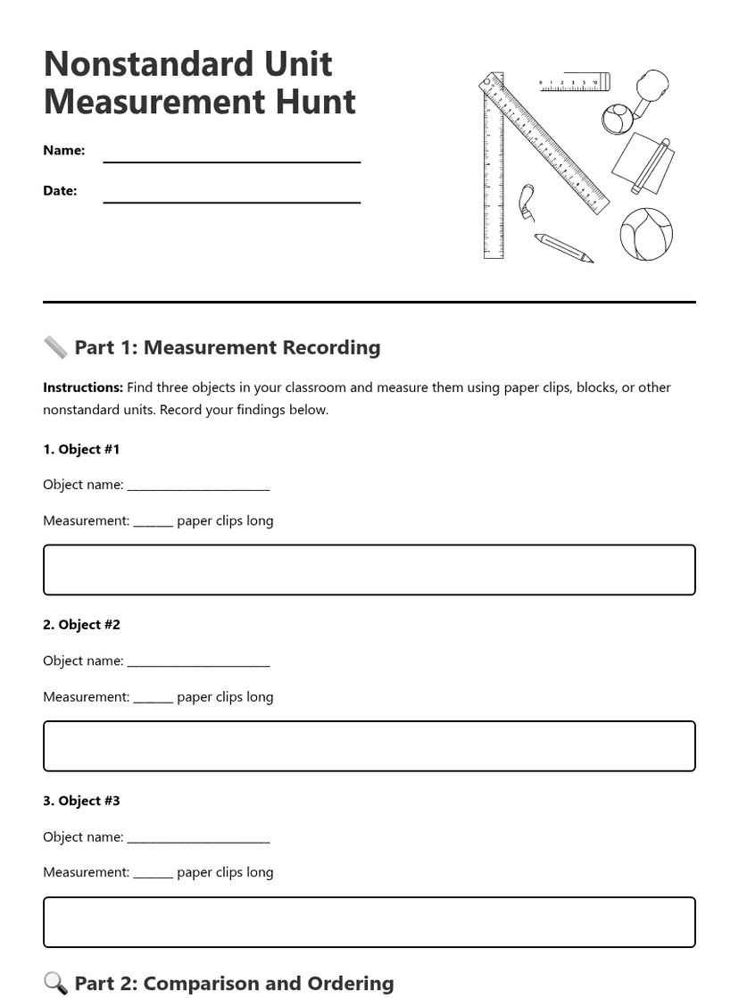 Nonstandard Unit Measurement Hunt