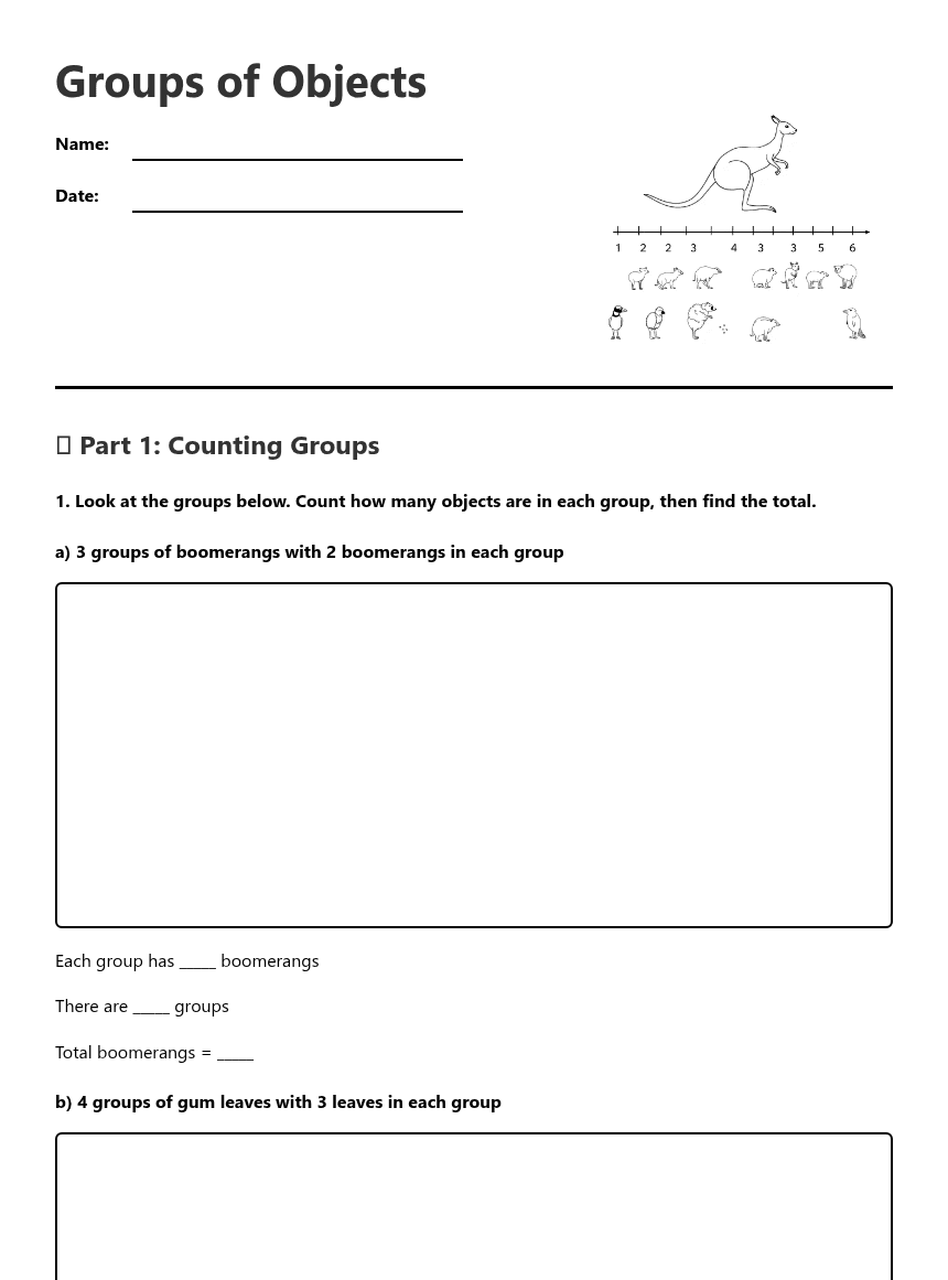 Groups of Objects worksheet preview