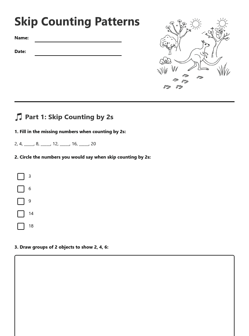 Skip Counting Patterns worksheet preview