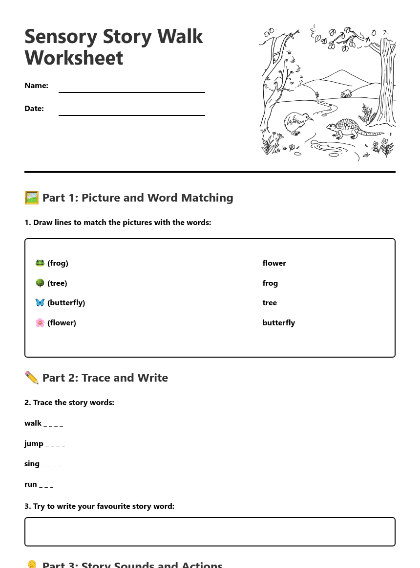 Sensory Story Walk Worksheet worksheet preview