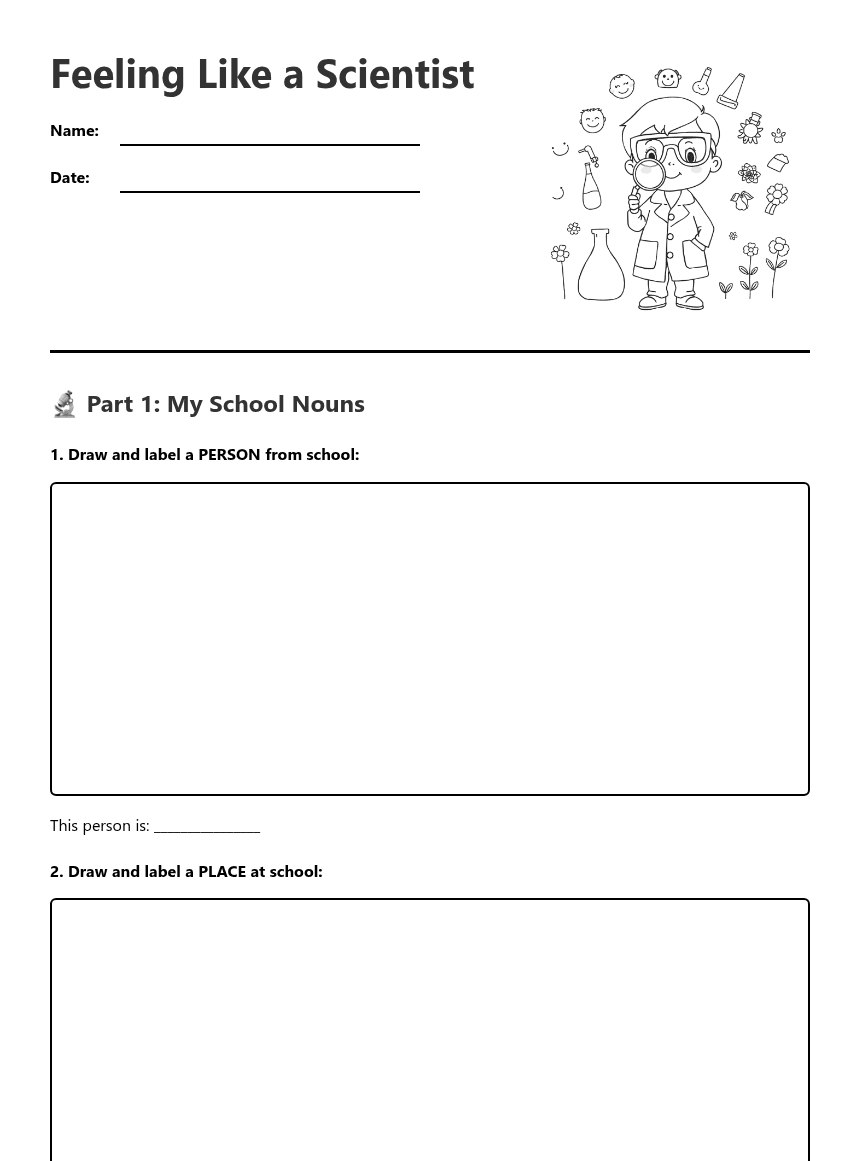 Feeling Like a Scientist worksheet preview