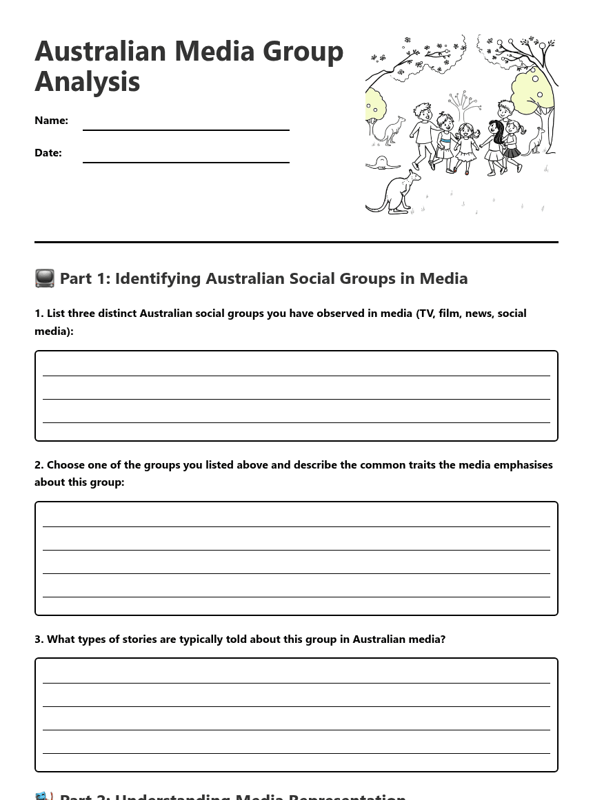 Australian Media Group Analysis worksheet preview
