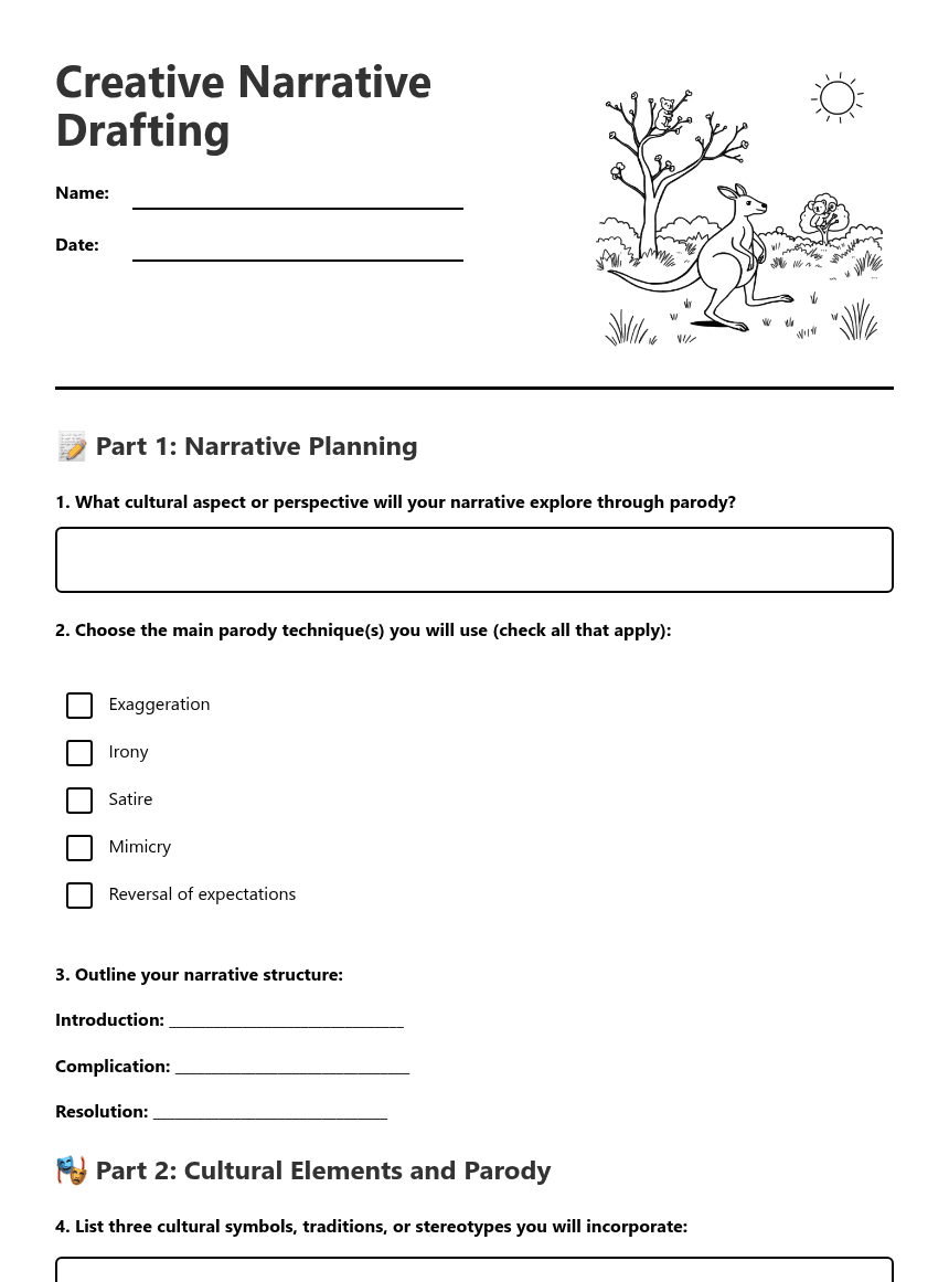Creative Narrative Drafting worksheet preview