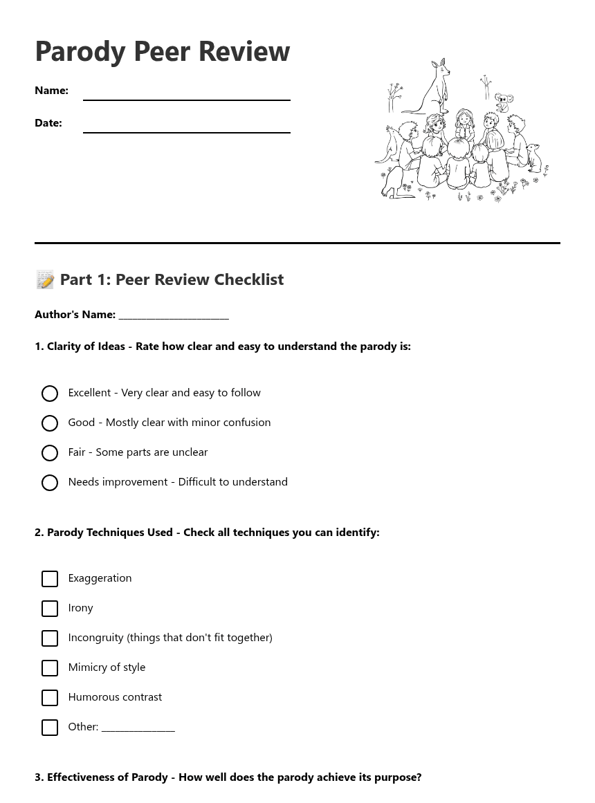 Parody Peer Review worksheet preview