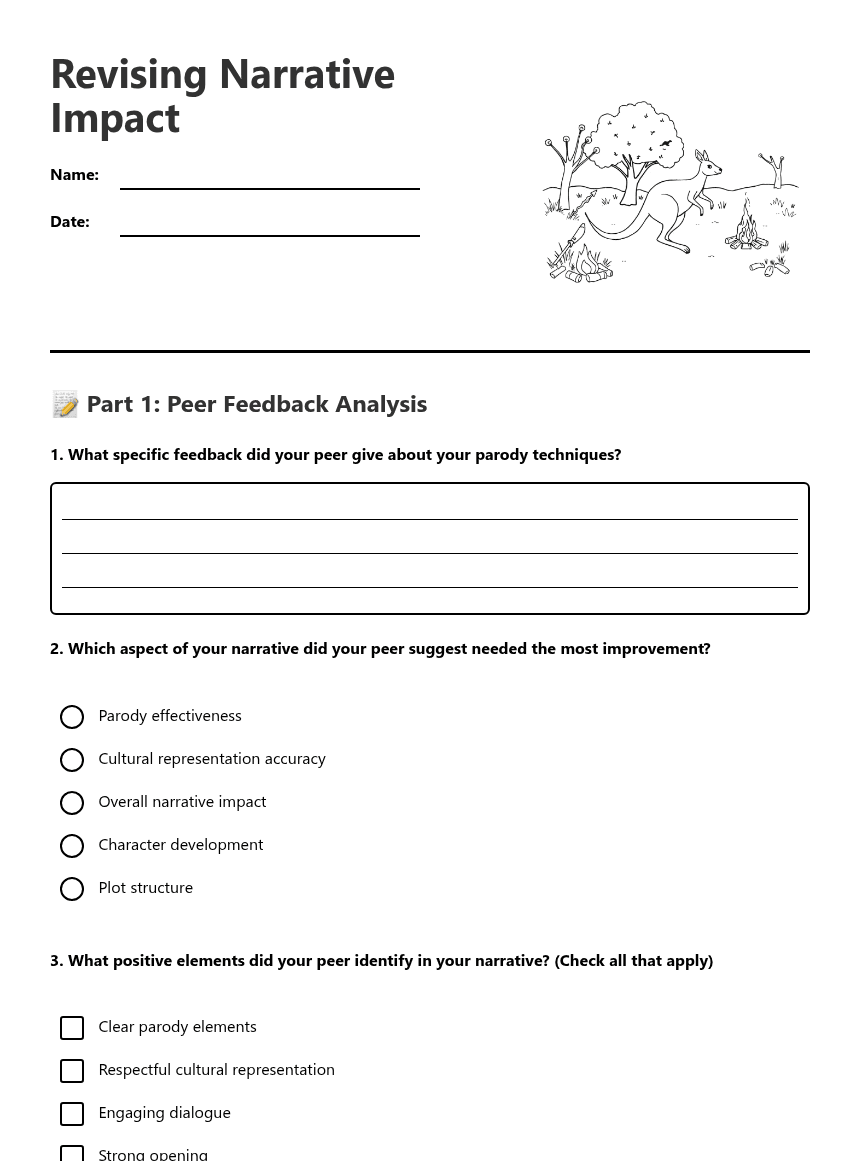 Revising Narrative Impact worksheet preview