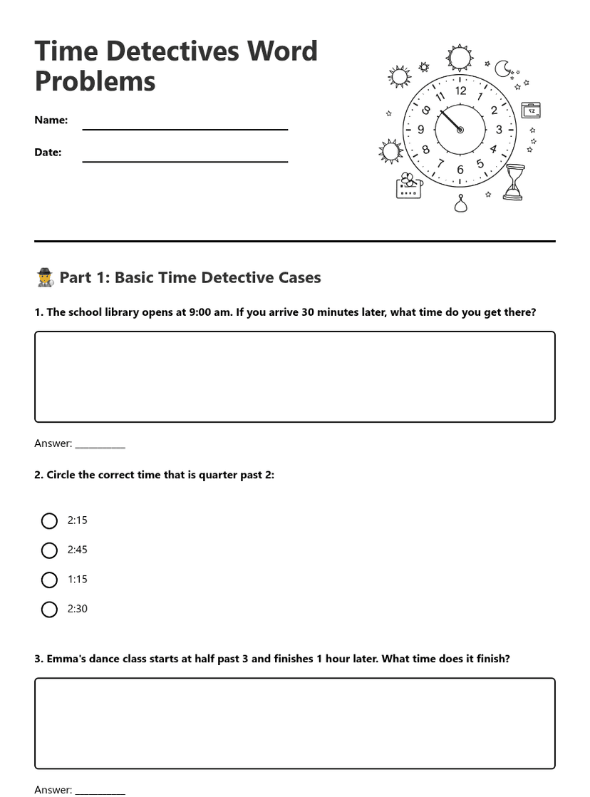Time Detectives Word Problems