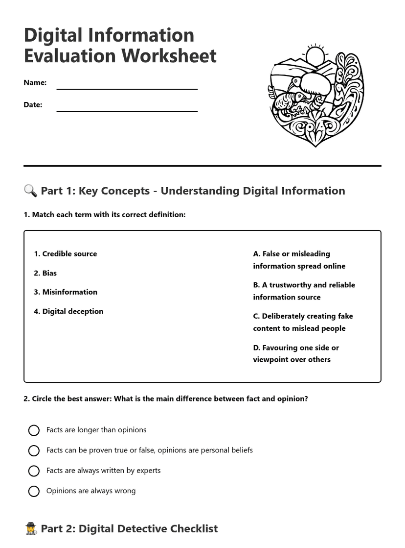 Digital Information Evaluation Worksheet